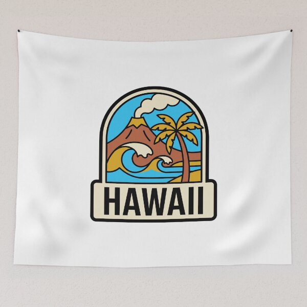 Item preview, Retro Hawaii Tropical Volcano Surfing Wave Minimalist Art designed and sold by Paper Drip.
