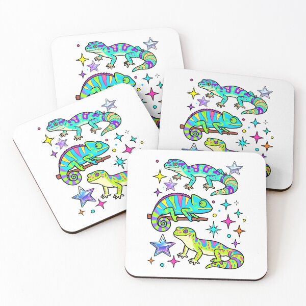 Item preview, Cute Colorful Lizards Chameleon and Gecko. Neon Reptiles designed and sold by LiluGross.
