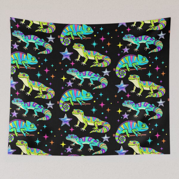 Item preview, Cute Colorful Lizards Chameleon and Gecko. Neon Reptiles designed and sold by LiluGross.