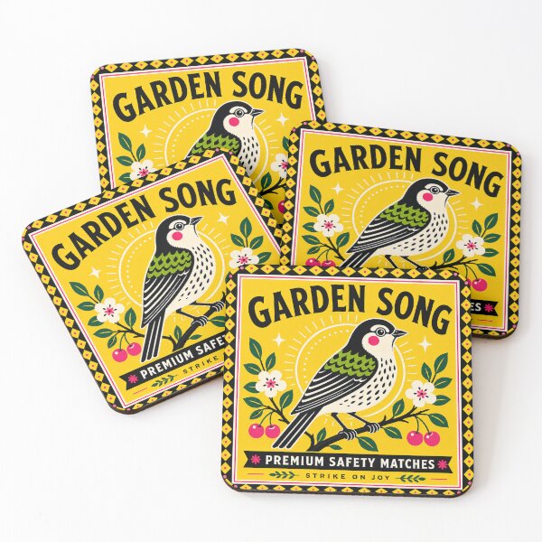 Item preview, Garden Retro Bird Matchbox Print designed and sold by Filora Atelier | Bird Art.