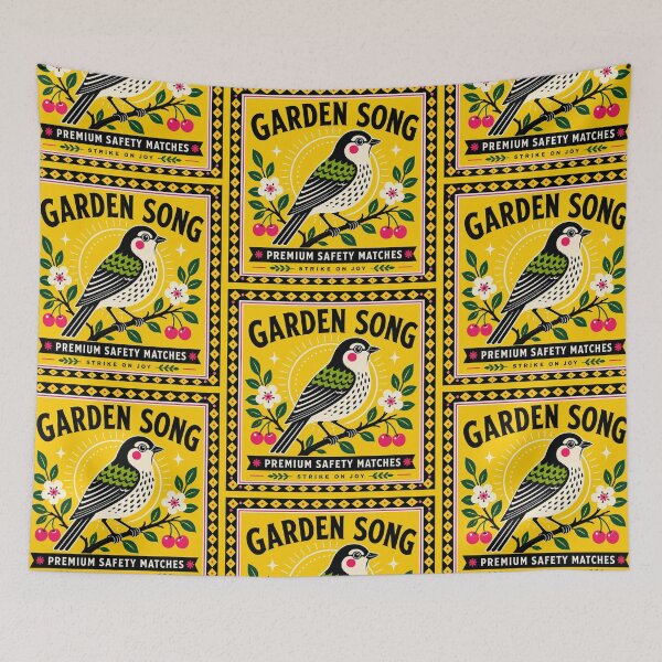 Item preview, Garden Retro Bird Matchbox Print designed and sold by Filora Atelier | Bird Art.
