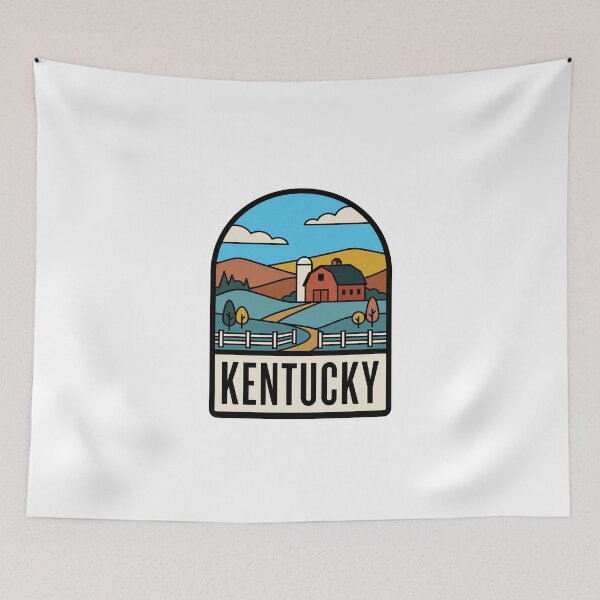 Item preview, Minimalist Kentucky Countryside Farm Red Barn Retro Graphic designed and sold by Paper Drip.