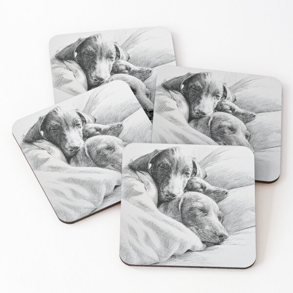 Item preview, Three Sleeping German Shorthaired Pointer Puppies Snuggled Together designed and sold by lautir.