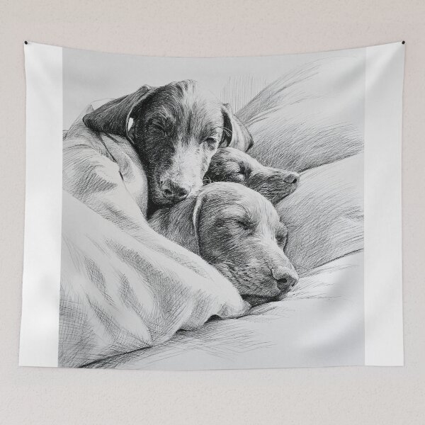 Item preview, Three Sleeping German Shorthaired Pointer Puppies Snuggled Together designed and sold by lautir.