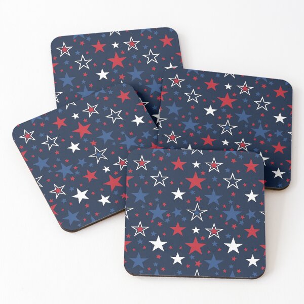 Item preview, Patriotic White Stars on Navy Blue Seamless Pattern designed and sold by LinaDesign Store.