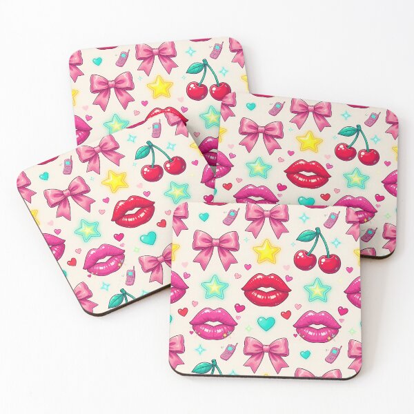 Item preview, Y2K Cute Pattern Lips Bows Stars designed and sold by HappyOops.