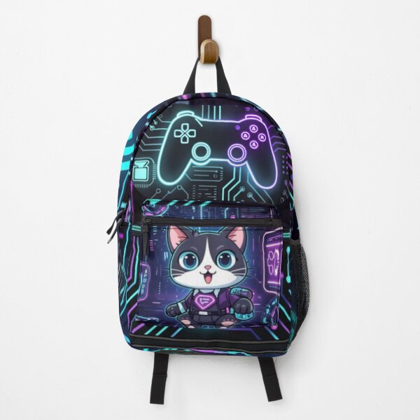 Item preview, Cyber Gamer Cat Backpack – Futuristic Tech & Gaming Design designed and sold by PixelRageStudio.