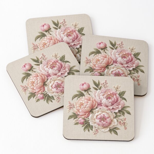 Item preview, 3D Embroidered Peonies Illustration  designed and sold by TammyHunterArt.