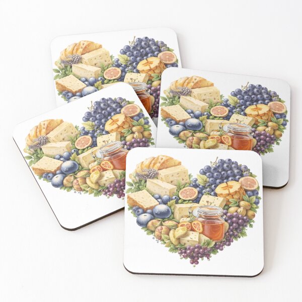 Item preview, Aesthetic Charcuterie Board Cheese and Grape Heart Illustration⁠ designed and sold by Teenidesign .