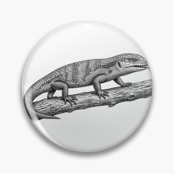 Item preview, Realistic fine line blue tongue skink designed and sold by Minimalisticaly.