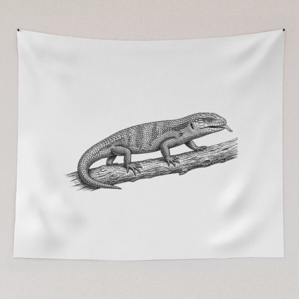 Item preview, Realistic fine line blue tongue skink designed and sold by Minimalisticaly.