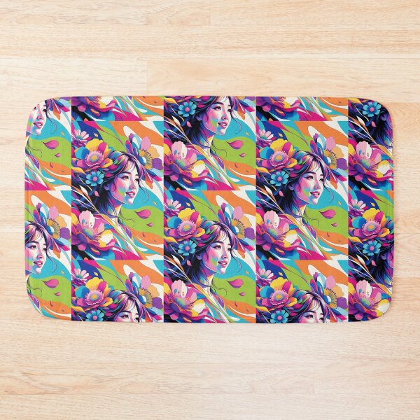 Item preview, Psychedelic Colorful Woman with Flowers designed and sold by HappyOops.