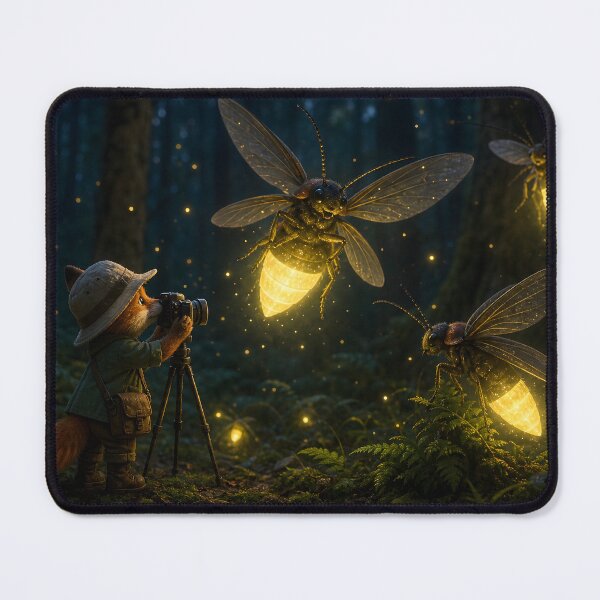 Item preview, Little Fox Photographer And Glowing Fireflies designed and sold by BetweenForms.