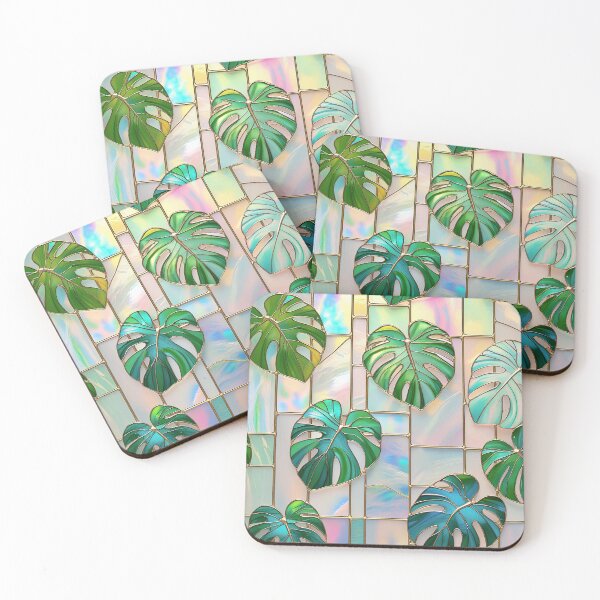 Item preview, Green Leaves Monstera Stained Glass Inspired Graphic Design  designed and sold by caseluv.