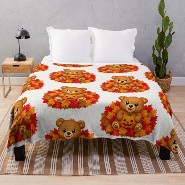 Item preview, Cute Halloween Bear Pumpkin Autumn Leaves Fall designed and sold by Seculinator.