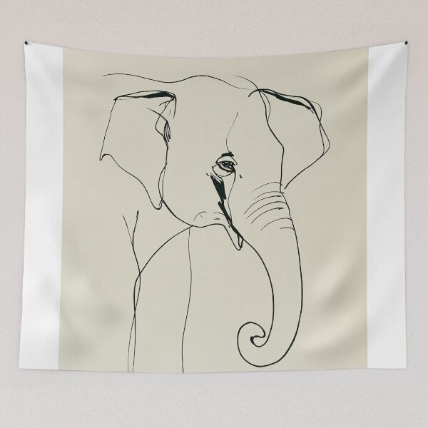Item preview, Minimalist Elephant Line Drawing designed and sold by lautir.