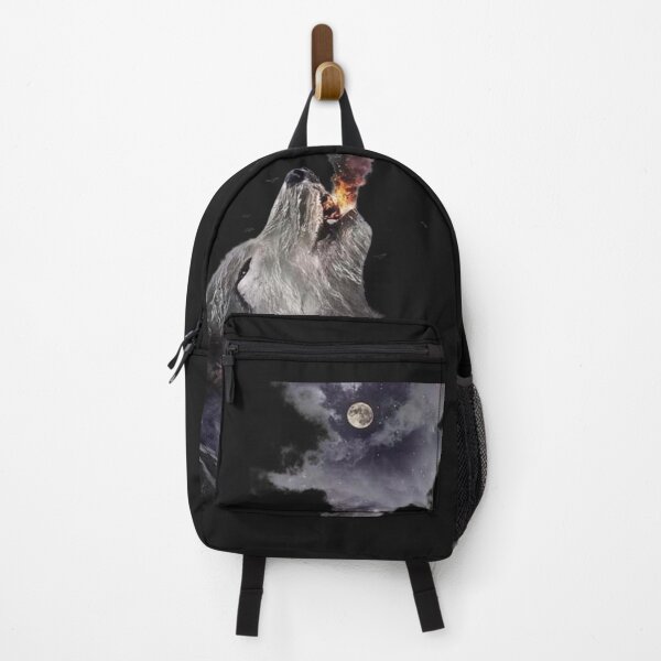 Item preview, The Breath of Eternal Night?? Howling Mystic Wolf - Fire, Smoke and Cosmic Moon designed and sold by RAYBIL.