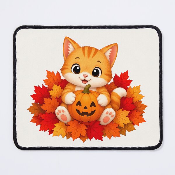 Item preview, Cute Halloween Cat Pumpkin Autumn Leaves Fall designed and sold by Seculinator.