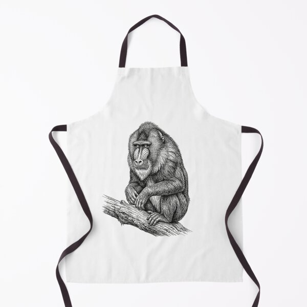 Item preview, Realistic fine line mandrill sitting designed and sold by Minimalisticaly.