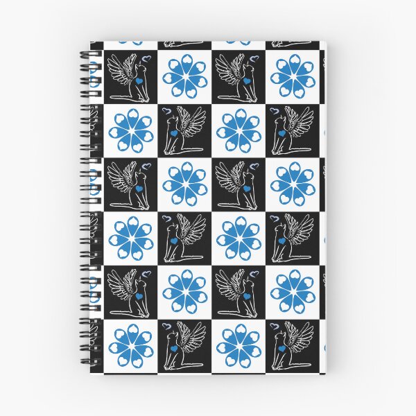 Item preview, Black & White Angel Catss & Love Tear Flowers on Checkered Background designed and sold by Digitalmyth's Designs.