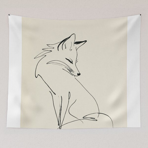 Artikelvorschau, Minimalistische Fuchs-Linienzeichnung entworfen und verkauft von lautir.