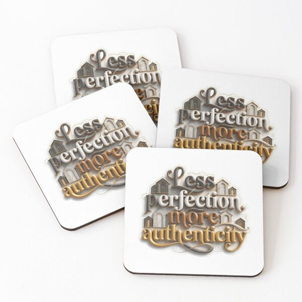Item preview, Less Perfection More Authenticity – Vintage 3D Typography Quote designed and sold by PixelStyle Studio.
