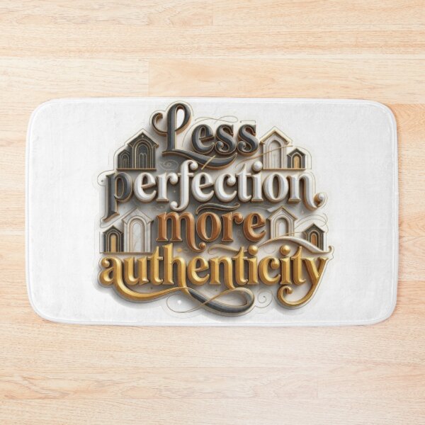 Item preview, Less Perfection More Authenticity – Vintage 3D Typography Quote designed and sold by PixelStyle Studio.