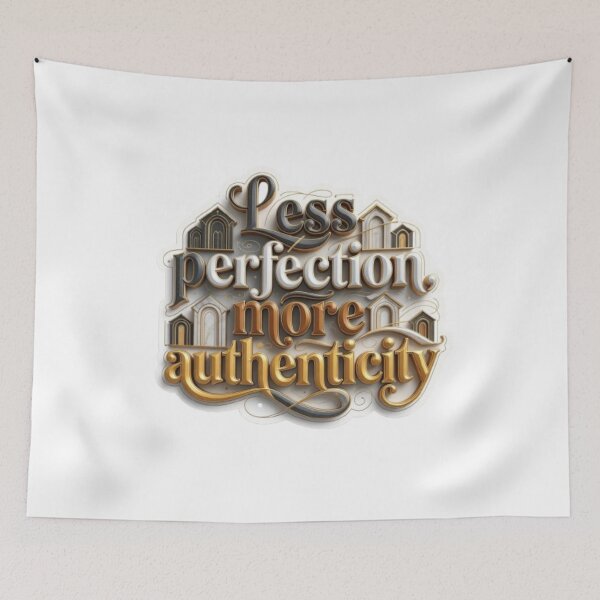 Item preview, Less Perfection More Authenticity – Vintage 3D Typography Quote designed and sold by PixelStyle Studio.