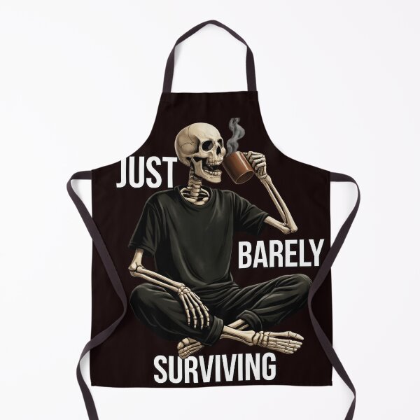 Item preview, Just Barely Surviving - Funny Skeleton Drinking Coffee Aesthetic designed and sold by DesignZeoxsyArt.