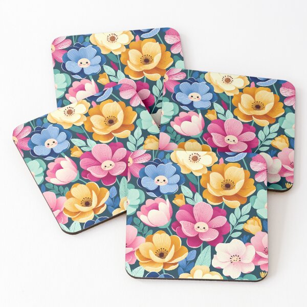 Item preview, Cute Floral Pattern Smiley Faces designed and sold by HappyOops.