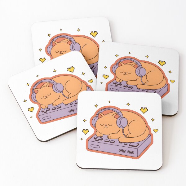 Item preview, Cozy Gaming Cat Sleeping on Retro Console Art designed and sold by PixelThrive.