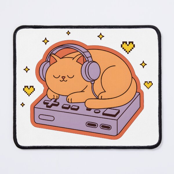 Item preview, Cozy Gaming Cat Sleeping on Retro Console Art designed and sold by PixelThrive.