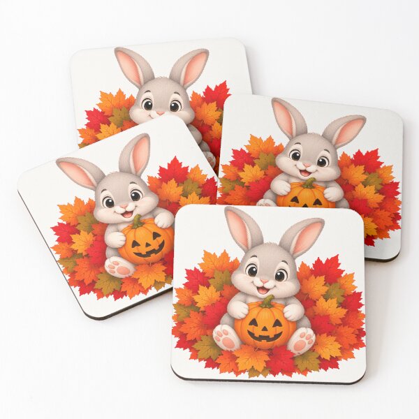 Item preview, Cute Halloween Bunny Pumpkin Autumn Leaves Fall designed and sold by Seculinator.