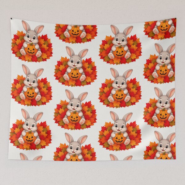 Item preview, Cute Halloween Bunny Pumpkin Autumn Leaves Fall designed and sold by Seculinator.