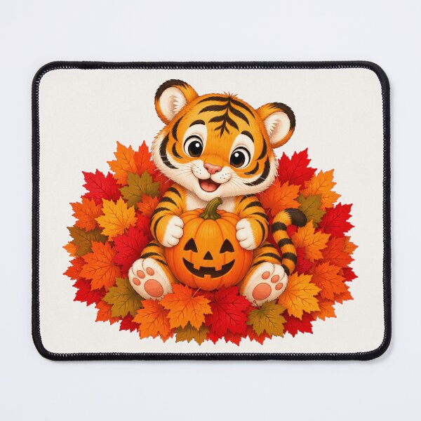 Item preview, Cute Halloween Tiger Pumpkin Autumn Leaves Fall designed and sold by Seculinator.