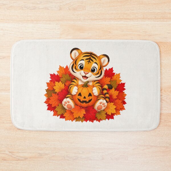 Item preview, Cute Halloween Tiger Pumpkin Autumn Leaves Fall designed and sold by Seculinator.