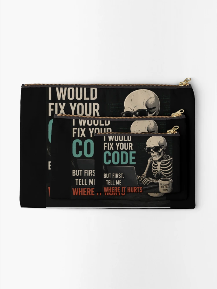 Thumbnail 2 of 4, Zipper Pouch, Fix Your Code designed and sold by Turtle-Shell.
