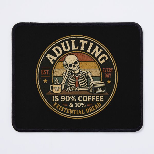 Item preview, Adulting is 90% Coffee 10% Existential Dread Funny Skeleton designed and sold by Foryoubroshirt.