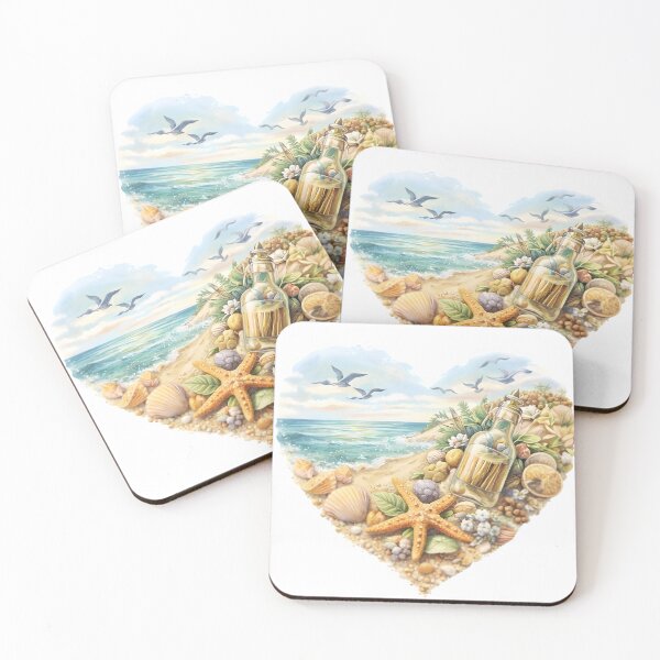 Item preview, Aesthetic Tropical Beach Sand and Sea Shell Heart Landscape Art⁠ designed and sold by Teenidesign .
