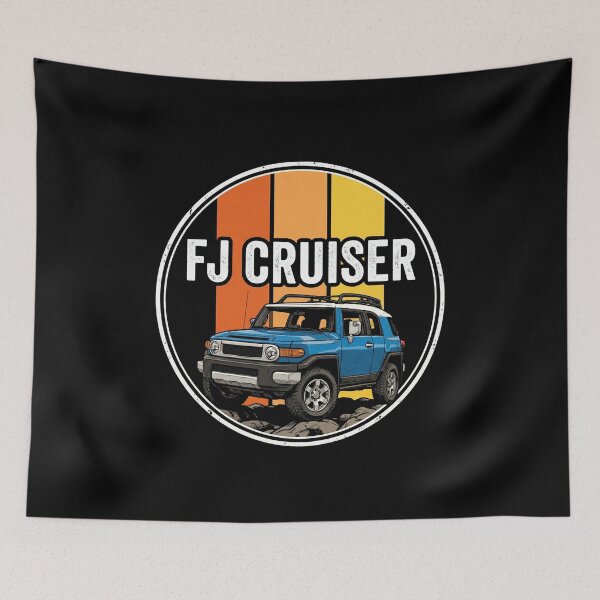 Item preview, FJ Cruiser Retro Style Off-Road Terrain Sunset Blue [Black Shirt Only] designed and sold by Off-Road-Zone.