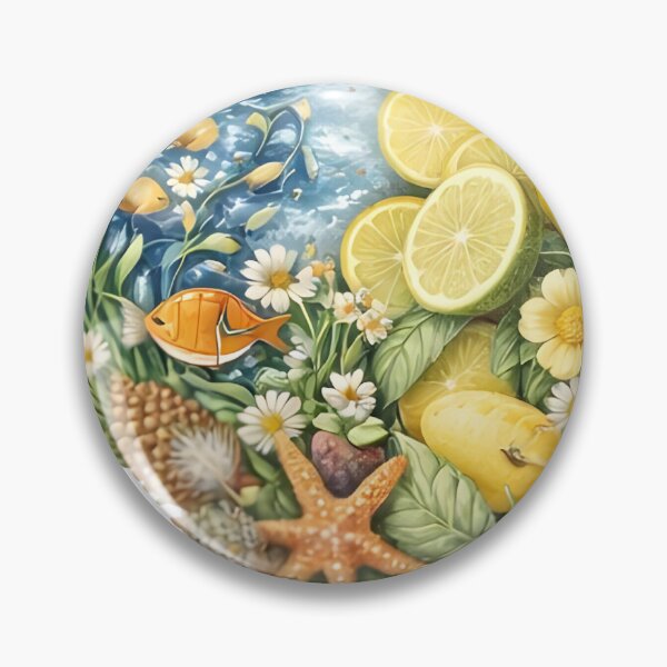 Item preview, Abstract Ocean Fish and Lemon Citrus Slice Heart Illustration⁠ designed and sold by Teenidesign .