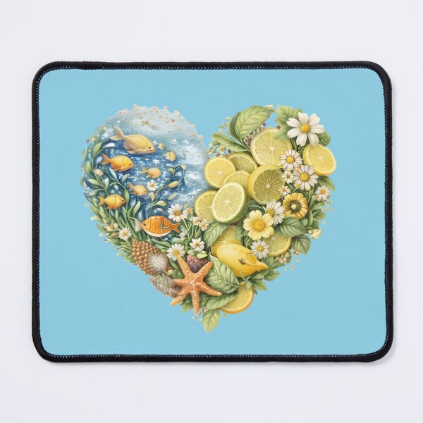 Item preview, Abstract Ocean Fish and Lemon Citrus Slice Heart Illustration⁠ designed and sold by Teenidesign .