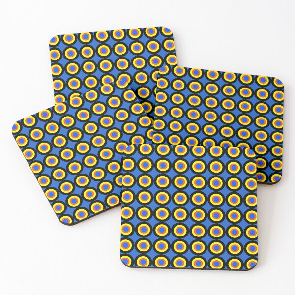 Item preview, Retro geometric target circle dots seamless pattern on blue background. designed and sold by AdesignbyG.