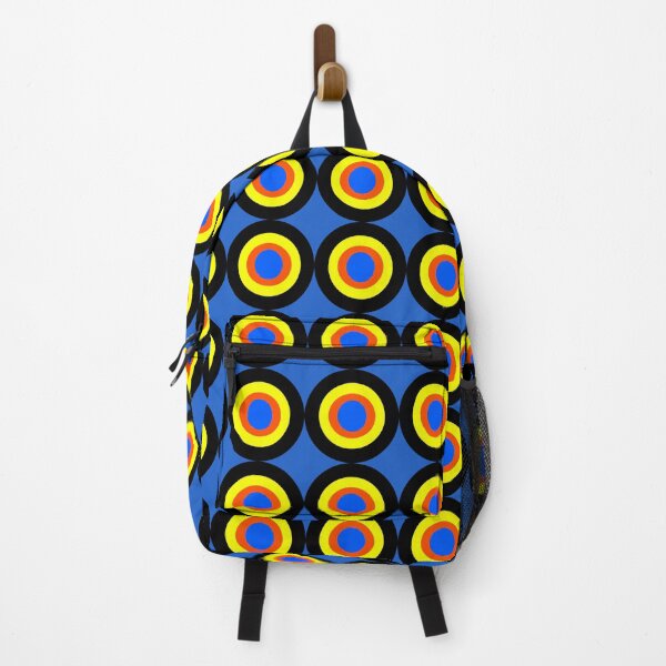 Item preview, Retro geometric target circle dots seamless pattern on blue background. designed and sold by AdesignbyG.