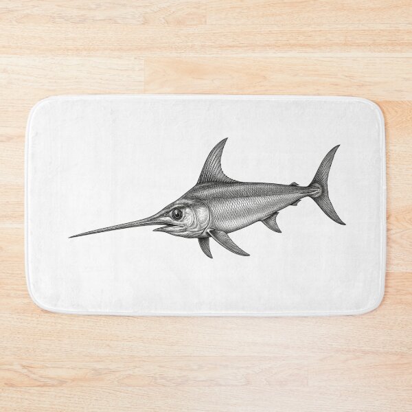 Item preview, Realistic black and white swordfish designed and sold by Minimalisticaly.