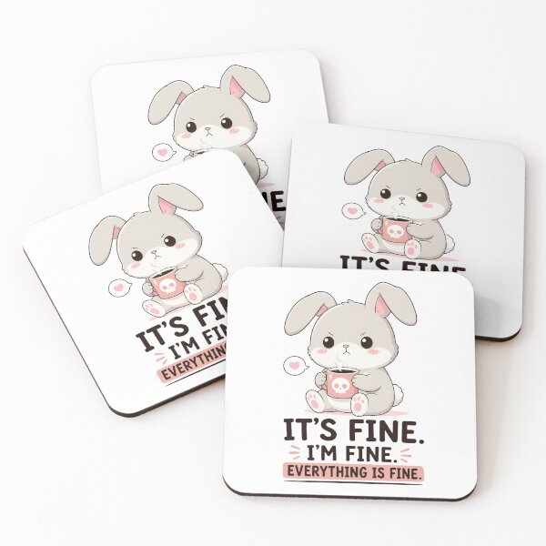 Item preview, It's Fine I'm Fine Everything Is Fine Cute Grumpy Bunny T-Shirt designed and sold by Foryoubroshirt.