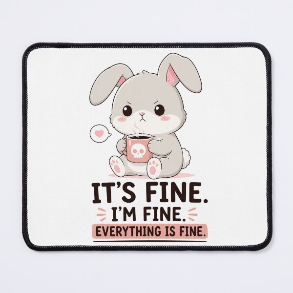 Item preview, It's Fine I'm Fine Everything Is Fine Cute Grumpy Bunny T-Shirt designed and sold by Foryoubroshirt.
