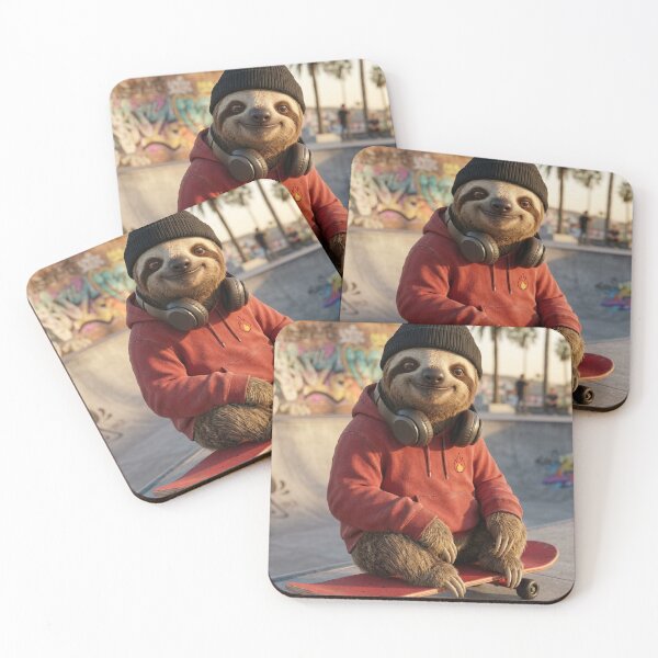 Item preview, Cool sloth on a skateboard in the skatepark designed and sold by SparTiere.