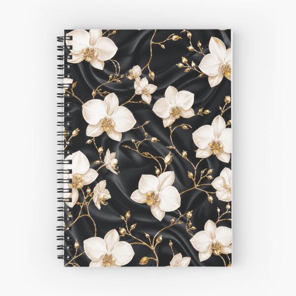 Item preview, Luxury White Orchid on Black Silk Pattern designed and sold by tamoora.
