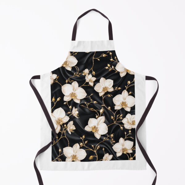 Item preview, Luxury White Orchid on Black Silk Pattern designed and sold by tamoora.